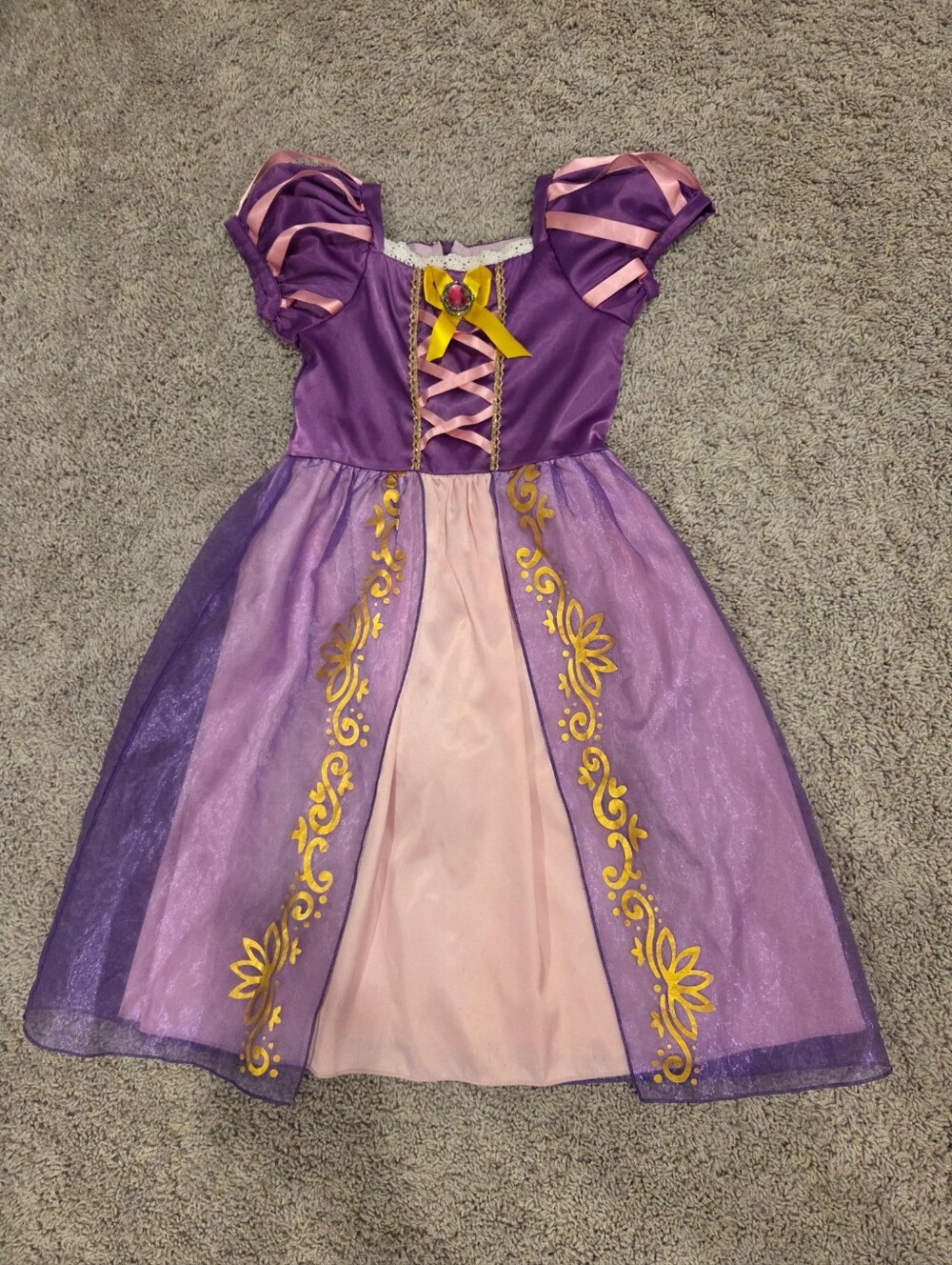 Girls Purple Rapunzel Princess Costume Dress with Pink Accents